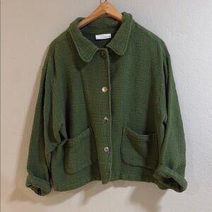 Bryn Walker Green Teddy Jacket Oversized Boxy Fit